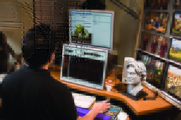 Tim Cheung, jefe de animación de personajes, trabajando sobre Shrek 