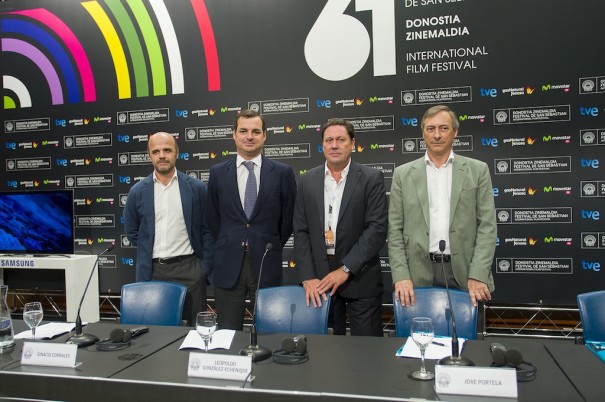 gnacio Corrales, director de TVE, Leopoldo González-Echenique, presidente de RTVE;  Joxé Portela, presidente de FAPAE; y José Antonio Félez, presidente de AEC