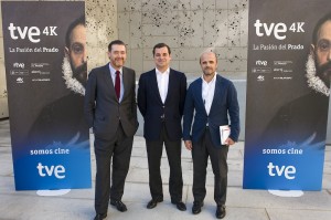 Miguel Zugaza, director del Museo del Prado; Leopoldo González-Echenique, presidente de RTVE; e Ignacio Corrales, director de TVE 