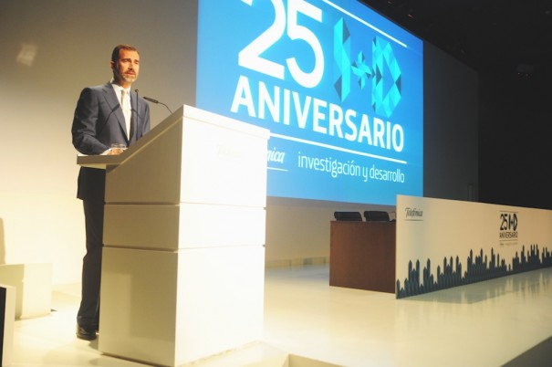  Su Alteza Real el Prícipe de Asturias durante su discurso en la celebración del 25º Aniversario de Telefónica I+D.