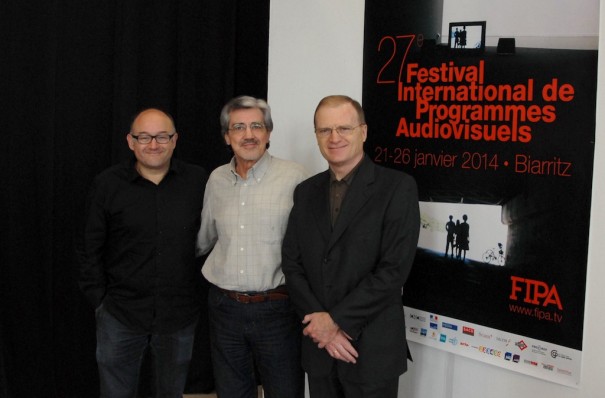 rancois Sauvagnargues, delegado general del FIPA; José Luis Rebordinos, director del Festival de San Sebastián; y Joxe Portela, presidente de IBAIA.