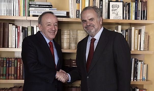 El presidente de PRISA, Ignacio de Polanco (a la derecha), con el consejero delegado del grupo, Roberto Alcantara Rojas (Foto: Uly Martín / PRISA)