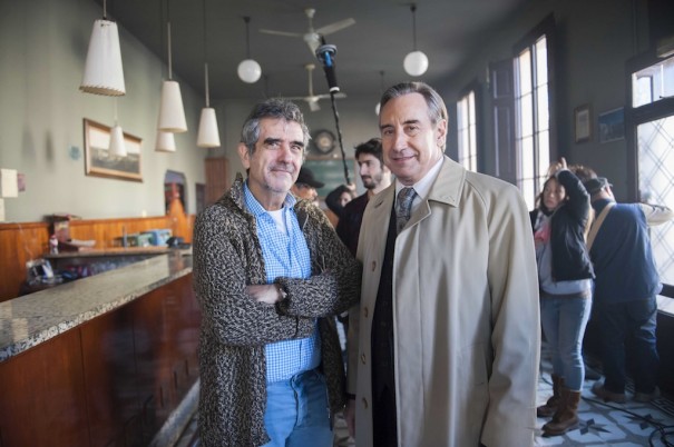Joaquín Oristrell y Juanjo Puigcorbé en el rodaje de 'Fassman'