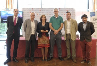 Andrés Serrano, Samuel Martín Mateos, Begoña Floría, José Antonio Muñiz, Andrés Luque y Alberto Fernández en la presentación de 'Ingeniería Romana'