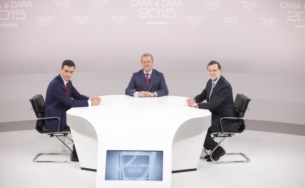 Cara a Cara 2015, entre Mariano Rajoy y Pedro Sánchez (Foto: Santi Burgos / Academia Tv)