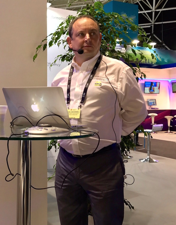 Dan McDonnell en el stand de Tedial en IBC 2017