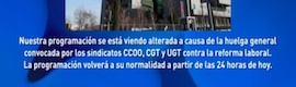 Desigual seguimiento de la huelga en las televisiones públicas y privadas