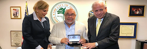 Producer Julio Fernández receives the Key to the City of Miami