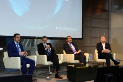 De izquierda a derecha: Álvaro Sánchez, director de la cuenta de Telefónica España en Nokia; Luis Miguel Gilpérez, presidente de Telefónica España; José Antonio López, presidente de Ericsson España, y Joaquín Mata, director de Operaciones, Red y TI de Telefónica España.