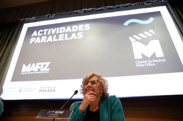 Manuela Carmena en la presentación de la Madrid Film Office (Foto: Álex Zea / Festival de Málaga)