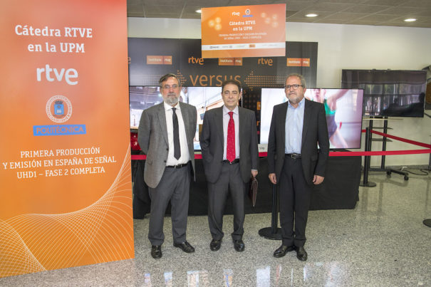 Félix Pérez, Federico Montero y Pere Vila (Cátedra RTVE en UPM)