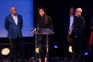 Deeyah Khan y Darin Prindle en los Rory Peck Awards