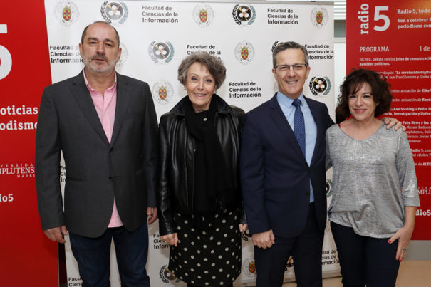 Aniversario Radio 5 en la UCM. De izda. a dcha.: Fernando Martín, Rosa Mª Mateo, Jorge Clemente y Paloma Zuriaga