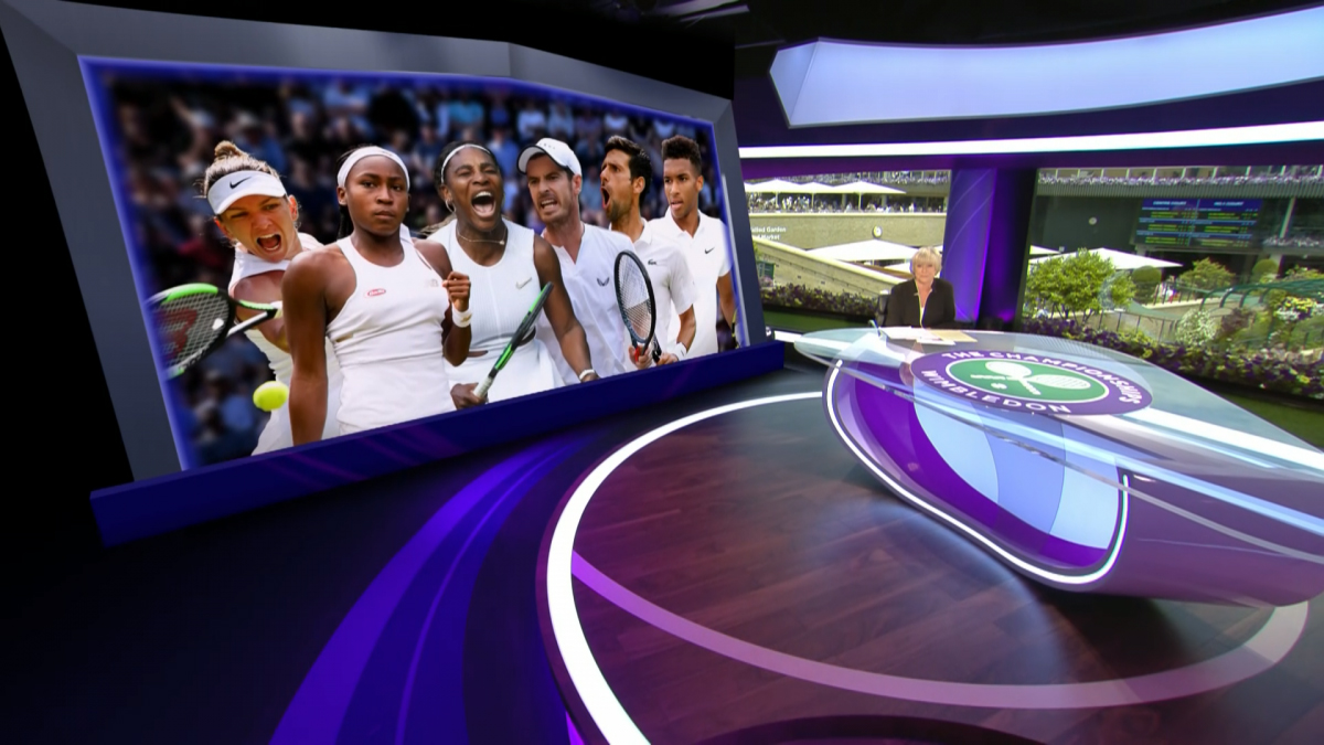 Virtual reality Wimbledon. Augmented reality Broadcast. Mo sys STARTRACKER Camera tracking. Alexa Ambers ar Studio. Viewing experience