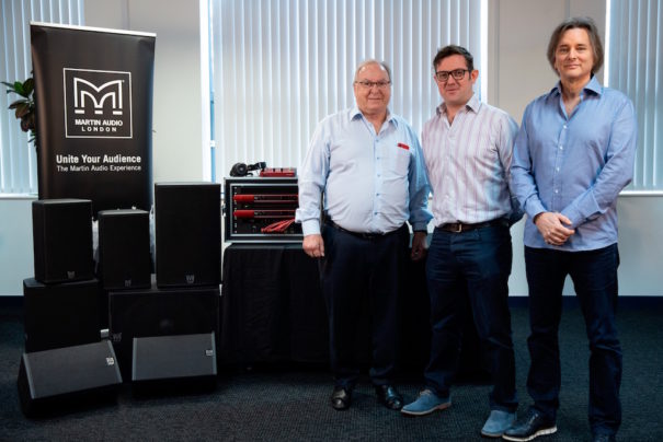 undador y presidente de Focusrite, Philip Dudderidge, Director General de Martin Audio, Dominic Harter, y Director General de Focusrite, Tim Carroll