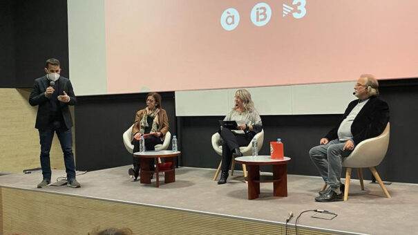 Presentacion Bon Dia TV Mar Iglesias (À Punt), Núria Llorach (TV3) y Andreu Manresa (IB3)