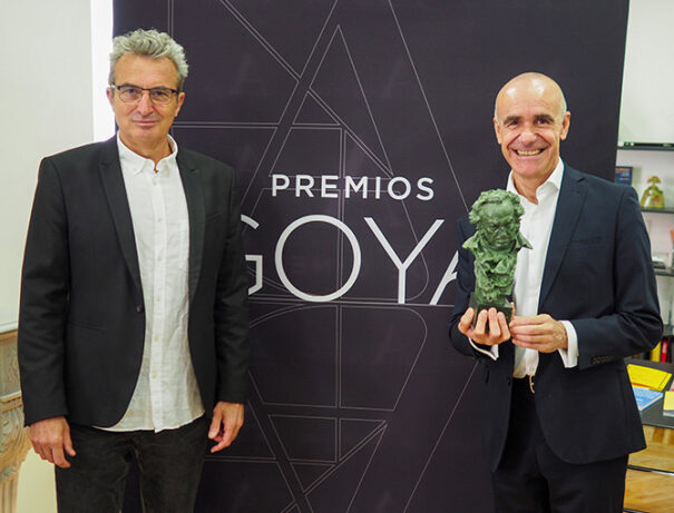 Mariano Barroso y Antonio Muñoz en el anuncio de los Goya 2023