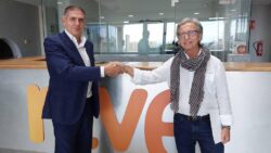 José Mª García, director de RTVE Canarias, y Octavio Melián, director de la ACSP Saharaui