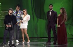 Laura Canals y Lluis Rivera (In Extremis) junto a Iván López (Telson), Goya a los mejores efectos especiaes