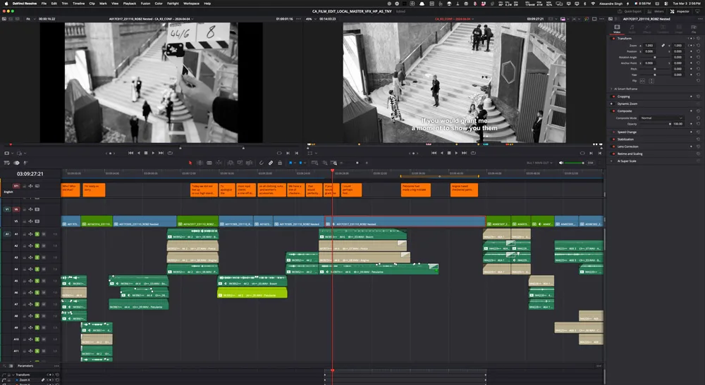 DaVinci Resolve, clave para 'Dos personas intercambiando saliva'